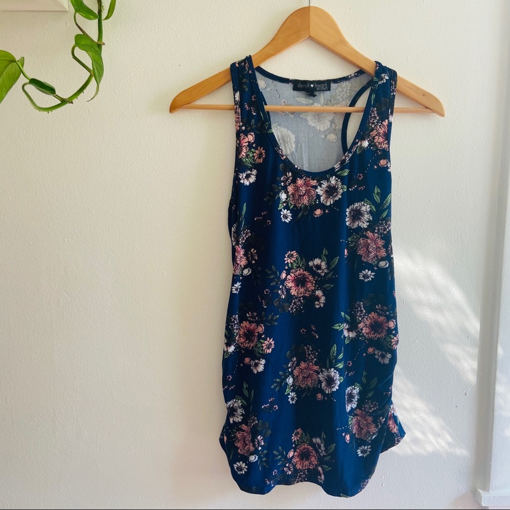 Maternity Floral Navy Blue Tank Top